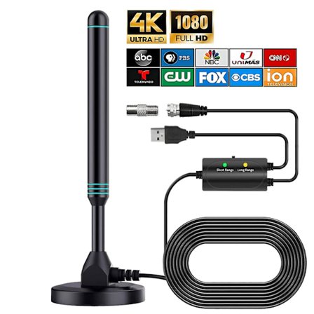 TV-antenn - inomhus/utomhus, antenn för smart-TV, TV-antenn för lokala kanaler, HD-antenn för TV 4k 1080p, 200 tums kabel -GSL ZD R