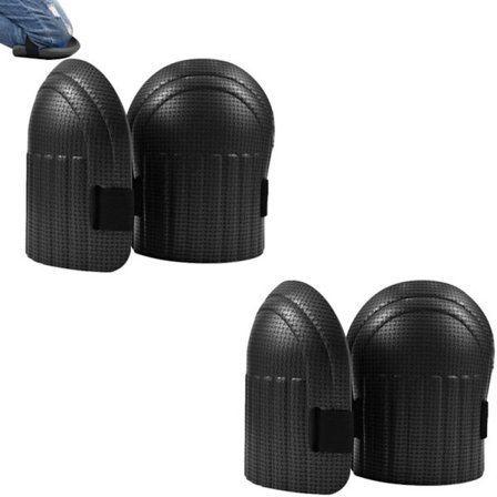 2-par pakke - Knæbeskyttere til havearbejde - Knæbeskyttere til arbejdsbeskyttelse - EVA-gummiskum polstrede knæbeskyttere - Sort