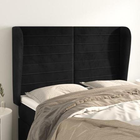 Vidaxl Huvudgavel Med Kanter Svart 147x23x118/128 Cm Sammet Svart