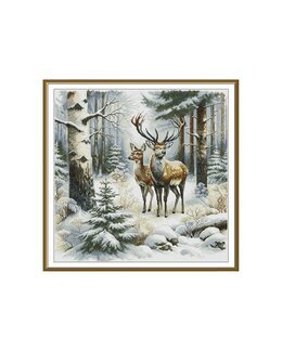 Kirjontapakkaus Taulu Talvikävely