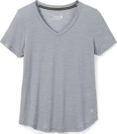 Smartwool Women's Merino Sport Ultralite V-Neck Short Sleeve Women Short sleeved fitness sweater Grey L