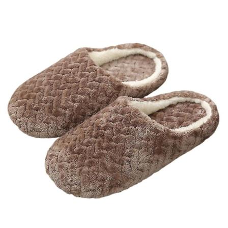 Dame Plysj sklisikre gulvtøfler Fluffy Flat Home Sko Coffee 36-37
