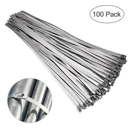 Bestomz 100 st 4,6 mm * 300 mm rostfria kabeldragkedjor avgasbandager låsband