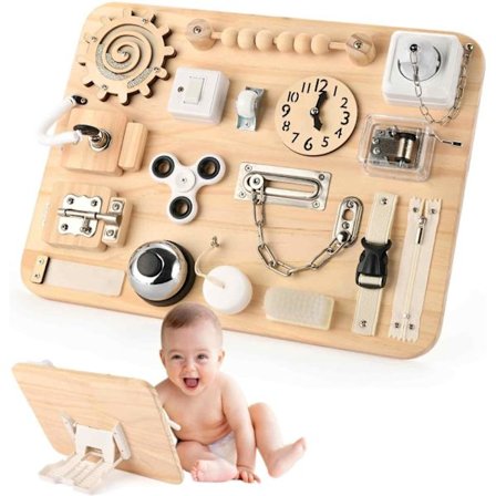 Potatomato Stort Aktivitetsbrett for Småbarn - Montessori Sensorisk Leketøy i Tre for 1 2 3 4 År Gamle - Fidget Leker for Autistiske Barn - 