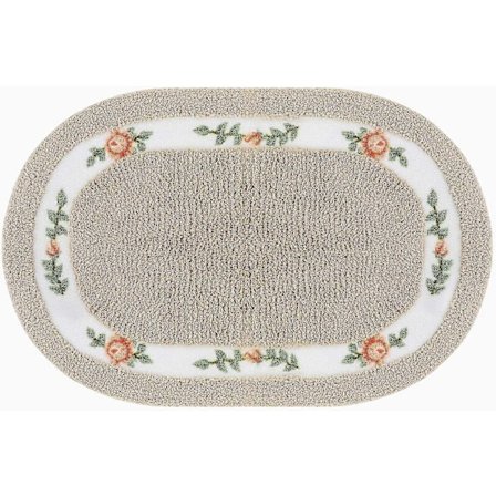 Liukumaton kukkakuvioinen kylpyhuonematto, konepestävä, imukykyinen mikrokuituinen ovimatto, vaaleanpunainen soikea kylpyhuonematto