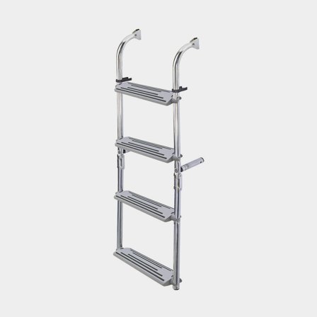 Folding boarding ladder Nuova Rade, polished stainless steel, 5 steps (3+2), 108.5 cm, 32.5 cm