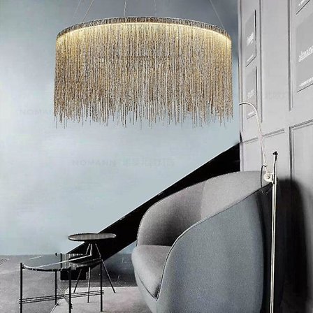 1-lys 50 cm LED Pendellampe Guld Luksus Metal Tromle