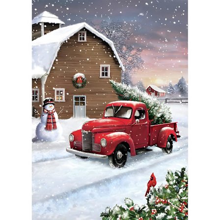 30 x 40 cm, Snømann foran bilen Diamond Painting Brodering