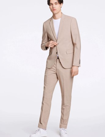 Lindbergh Plain Mens Suit - Normal Length - Beige - 52