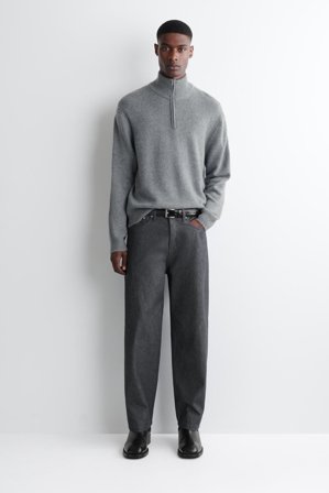 COS Men's Maglione In Cashmere Con Mezza Cerniera in Grigio