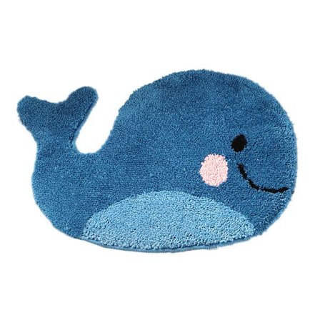 Blå badrumsmatta - halkfri matta i valform, 47X63CM