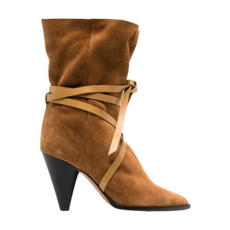 Isabel Marant, Lidly Suede Leather-trimmed Ankle Boots Brązowy, Kobieta, Rozmiar: 39 EU
