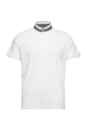 Mao Collar Poloshirt Polos Short-sleeved Hvid Tom Tailor