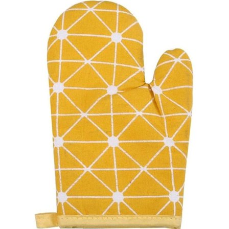Söta Mikrobølgeovnhansker Sklisikre Bomulls Kjøkkenmatlaging Mikrobølgeovnhansker Baking Grillovnsvotter 2stk Gult