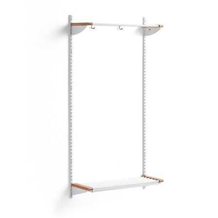 Skoreol JEPPE med hattehylde, grundsektion, hvid/eg, 1790x900x300 mm