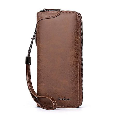 Miesten lompakko vetoketjullinen lompakko LIGHT COFFEE