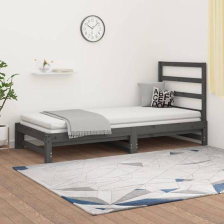Vidaxl Utdragbar Dagbädd Grå 2x(90x200) Cm Massiv Furu Grå