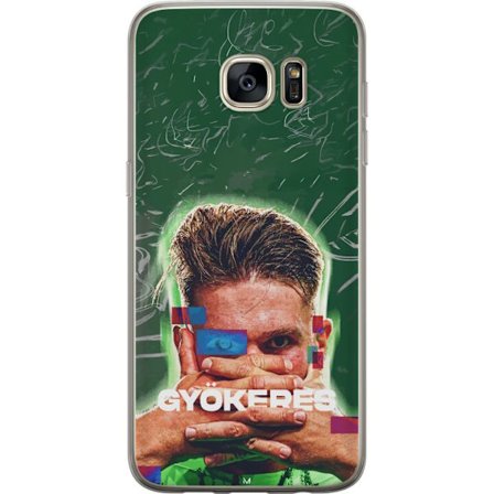 Yhteensopiva Puhelinkuori Samsung Galaxy S7 edge Lamine Yamal Barcelonan pelipaidassa, jossa on neonvaloja ja punaisia ja sinisiä salamoita dramaattis