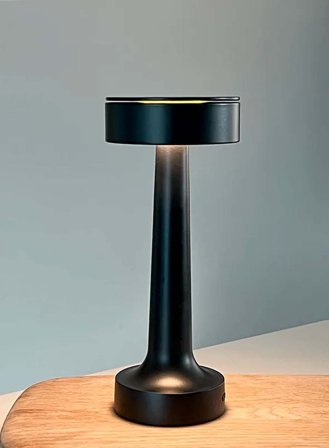 Buddy oppladbar bordlampe - matt sort