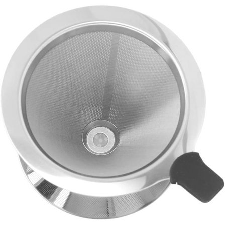 Kaffedroppare i rostfritt stål med droppkon, återanvändbar kaffefilterkopp för kök (1-2 koppar)