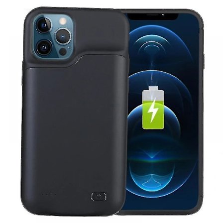 6500mah Batterioplader Etui til Iphone 12/12 Pro, Genopladeligt Fuld Pakke Bærbart Eksternt Batteri Etui Blå Sort