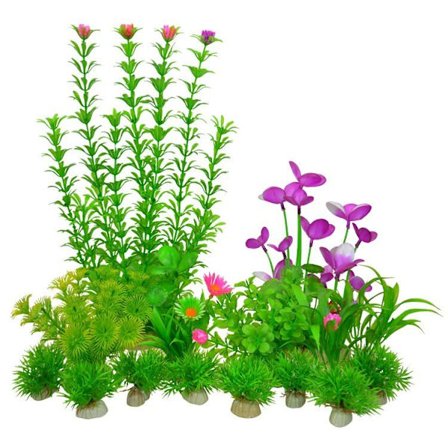 Akvarie Dekoration Plante, Grøn Kunstig Planter Akvarie Deko, Terrarium Plante Dekoration til Akvariefisk, 15 Stykker