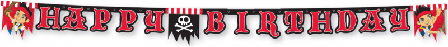 Banderoll Jake och piraterna formklippt Happy Birthday
