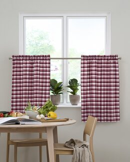 Spänngardin garnfärgad ruta Majvi 2-pack Rosa - Linea