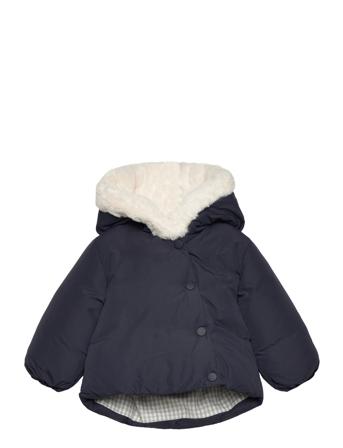 Anorak With Shearling-Effect Hood Navy Mango