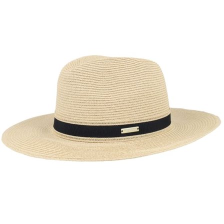 Seeberger - Beige fedora Hatt - Paperstraw With Linen Fedora @ Hatstore