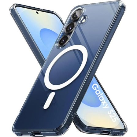 Coque - Phonillico - Samsung Galaxy S25 - Transparent Silikone - Fleksibel - Integreret Magnetcirkle