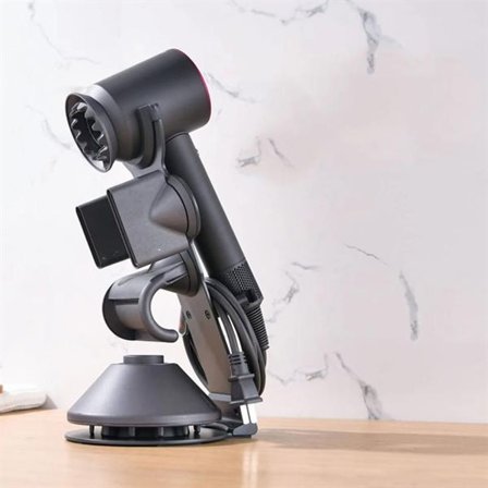Pöytäjalusta Dyson Supersonic-hiustenkuivaajalle, jossa on magneettinen suuttimen pidike