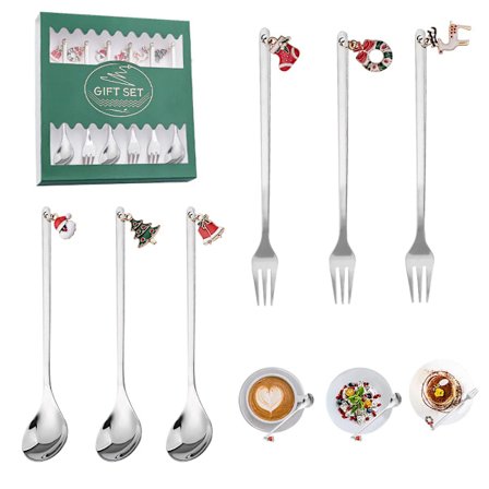 6 stk. juleske skeer og gafler sæt