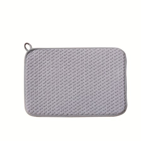 Kjøkkenbenk oppvaskhåndkle tørkematte 2 pakker, absorberende oppvaskhåndkle tørkematte, vaskbar mikrofiber oppvask avrenningsmatte (grå)