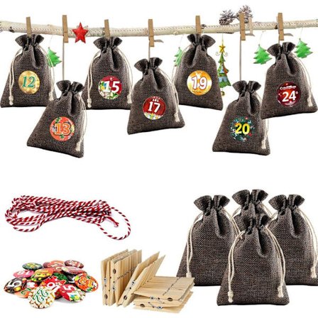 Adventskalender til at fylde, 24 adventskalendere til selv at fylde med stofposer, julekalender til at fylde stor, adventskalender til at fylde stof 