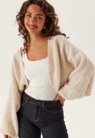 BUBBLEROOM - Knitted Bolero - Light beige/Melange