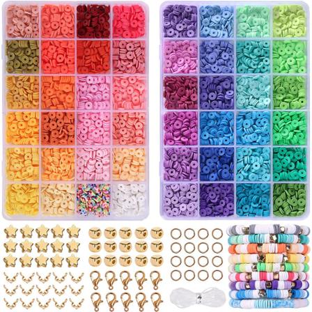 48-farvet DIY blød keramik skåret lerperler smykker smykkefremstilling mode håndlavet armbånd halskæde smykkeæske