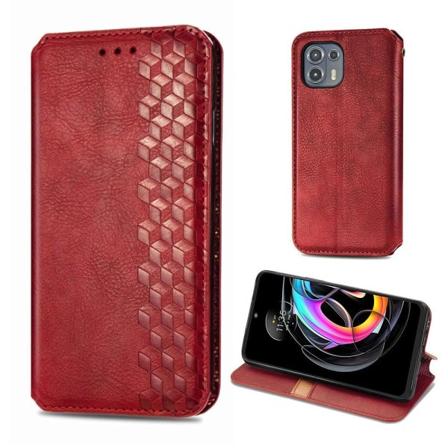 Läder Motorola Edge 20 Lite fodral med romb-design - Röd Röd