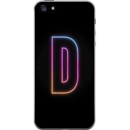 Kompatibelt Mobildeksel til Apple Apple iPhone 5 Minimalistisk neonbokstav D i fargeskiftende lys mot svart bakgrunn i moderne digital design