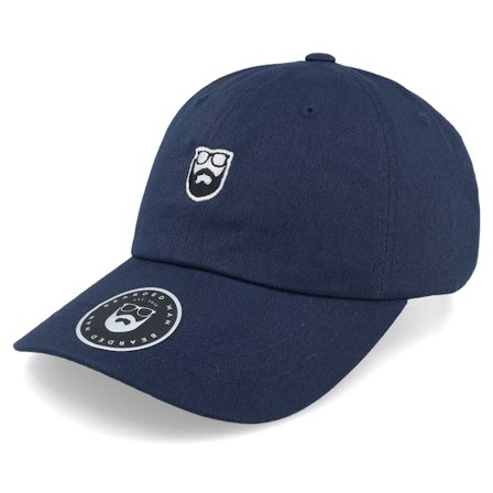 Bearded Man - Blå unconstructed Caps - Badge Logo Navy Dad Cap @ Hatstore