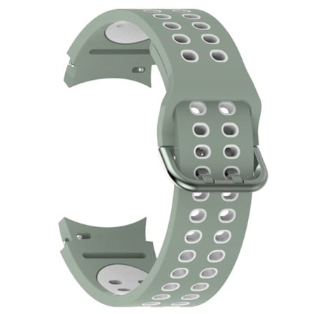 Tvåfärgat klockarmband i silikon för Samsung Galaxy Watch 4 - Ljusgrön / Vit