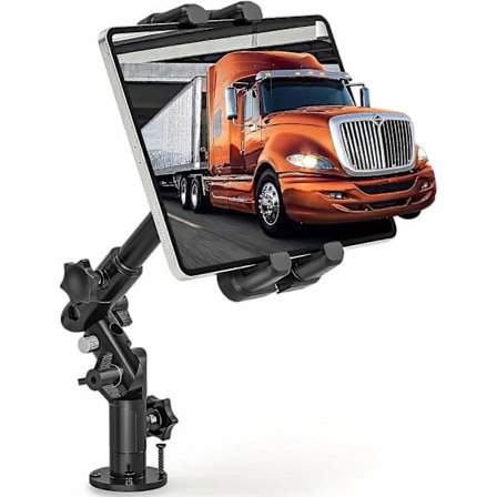 Tabletmontering til lastbil, Ipad-holder til bil, lastbil, køretøjer, skrivebord og væg, aluminiumarm robust tabletmontering til tablets iPad/ Pro/ 