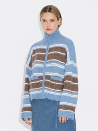 Holzweiler Tine Stripe Cardigan - Blue Stripe - Women's - Large