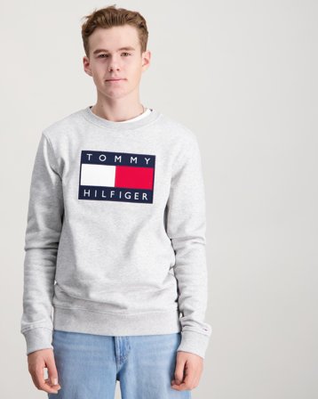 Tommy Hilfiger HERITAGE FLAG SWEATSHIRT Szary Swetry Chłopiec - Kids Brand Store