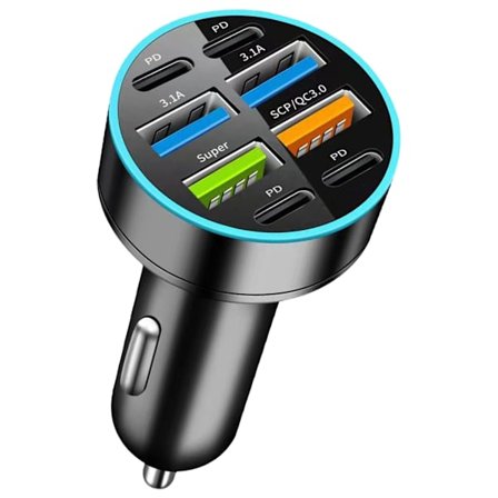 Billader med flere porter for rask lading med LED-lys