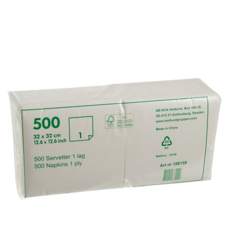 PAPSTAR Servett 1-lags 32x32cm vit 500/fp - Lyreco - Kök och servering - Servetter och dukar - Servett - 1-lagers
