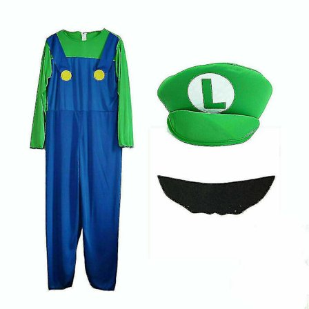 Voksen Super Mario og Luigi Maskeraddrægt VVS-brødre Halloween Kostume Grøn Luigi