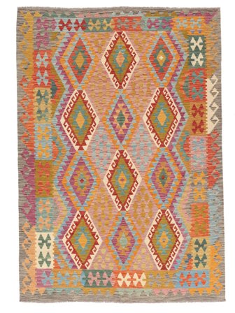 Kilim Afghan Old Style Rug 175X242 Brown/Dark Grey Wool, Afghanistan