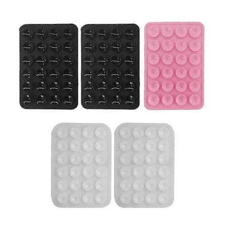 5 stk Sugekopp Mobilskall Feste Silikon Selvklebende Mobiltilbehør Transparent og Svart og Rosa One Size
