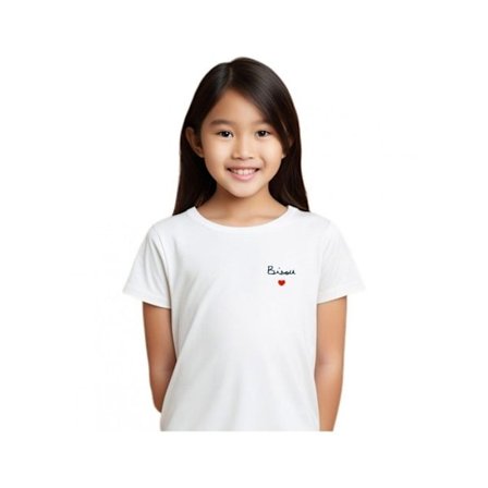 T-paita Tytöille - Suukko Sydän Valkoinen - 100% Luomupuuvilla - Lyhyet Hihat - 10 vuotta